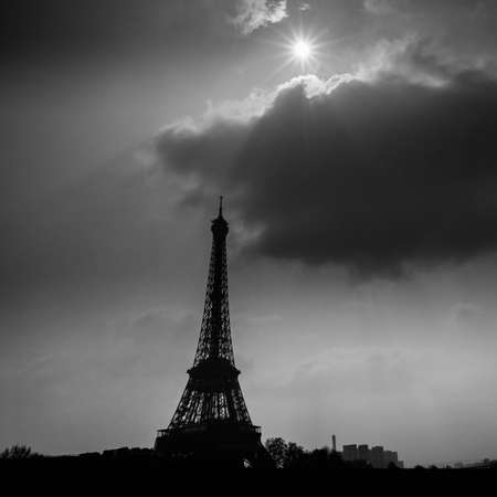 The Eiffel tower in Paris France black and whiteの写真素材