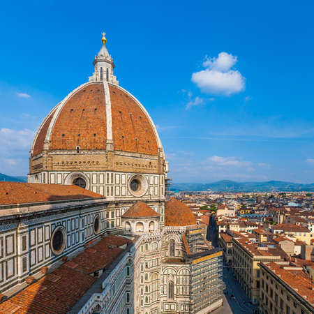 View of the Cathedral Santa Maria del Fiore in Florence, Italyの写真素材