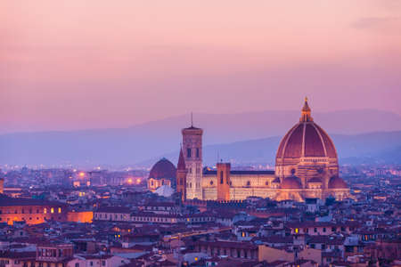 Santa Maria del Fiore, the Florence Duomo at sunsetの写真素材