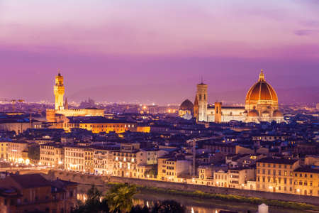 Santa Maria del Fiore, the Florence Duomo at sunsetの写真素材