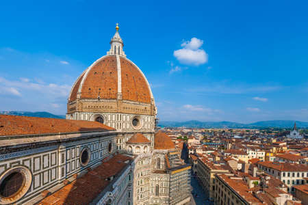 View of the Cathedral Santa Maria del Fiore in Florence, Italyの写真素材