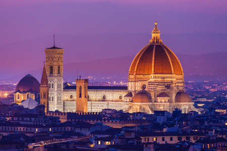 Santa Maria del Fiore, the Florence Duomo at sunsetの写真素材