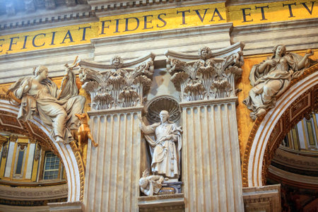 Interior of the Saint Peter Cathedral in Vatican at . Saint Peter's のeditorial素材