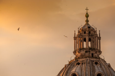  view at St. Peter's cathedral in Rome, Italy at twilight