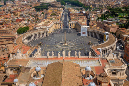 Aerial view of Famous Saint Peter's Square in Vatican Rome, Italy.のeditorial素材