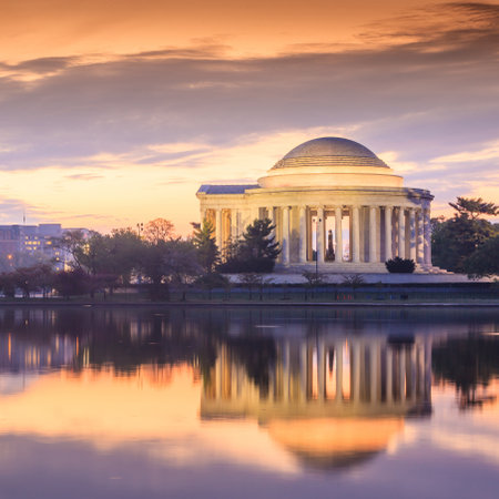 the Jefferson Memorial during the Cherry Blossom Festival. Washington, DCのeditorial素材