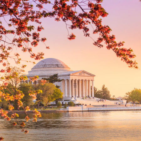the Jefferson Memorial during the Cherry Blossom Festival. Washington, DCのeditorial素材