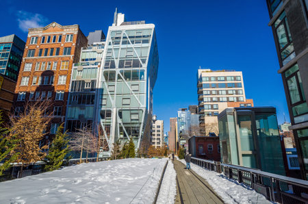 NEW YORK CITY-February 10: High Line Park in NYC on Feb. 10, 2014. In 2009 this former elevated freight railroad spur on NYC's west side opened as an aerial park garden and continues to expand.のeditorial素材