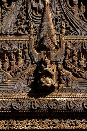 wood carving in Myanmar styleの写真素材