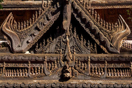 wood carving in Myanmar styleの写真素材