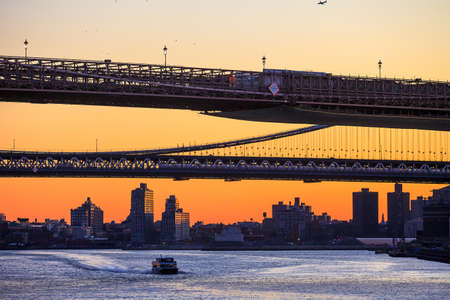 Beautiful shot of Brooklyn Bridge at twilight
