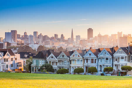 Famous view of San Francisco at Alamo Square CA, USAの写真素材
