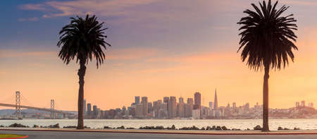  San Francisco and Bay Bridge taken from Treasure Island.の写真素材