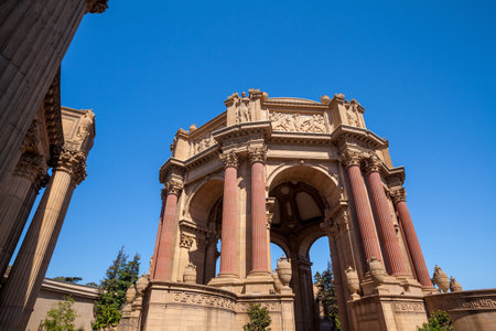 Palace of Fine Art in San Francisco with beautiful blue sky のeditorial素材