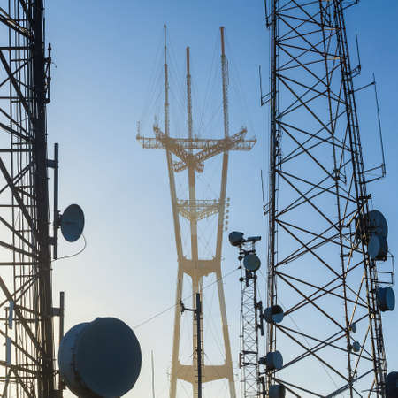 Sutro Tower telecommunication tower in San Franciscoの写真素材