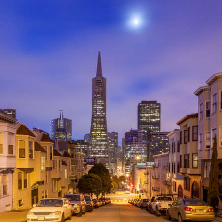 San Francisco cityscape at night.の写真素材