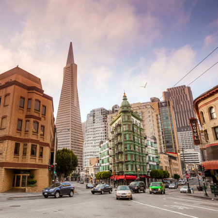 San Francisco cityscape at twilightのeditorial素材