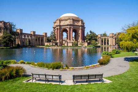 Palace of Fine Art in San Francisco with beautiful blue skyのeditorial素材