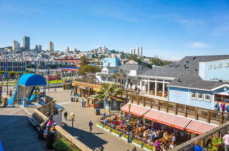 SAN FRANCISCO, USA - MARCH 20: Pier 39 at San Francisco Bay, on March 20, 2014. Pier 39 was first developed by entrepreneur Warren Simmons and opened October 4, 1978のeditorial素材