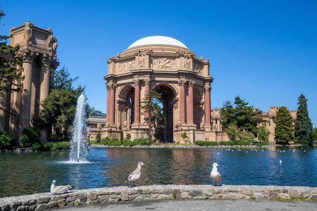 Palace of Fine Art in San Francisco with beautiful blue sky のeditorial素材