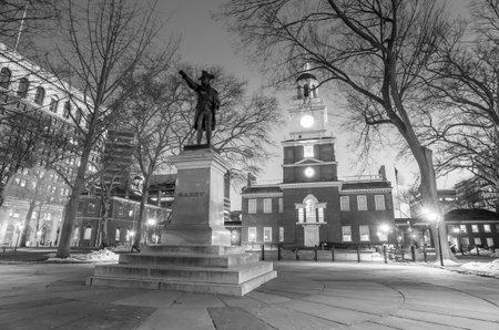 Independence Hall National Historic Park Philadelphia at twilightのeditorial素材