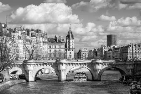 Boat tour on Seine river in Paris, Franceの写真素材