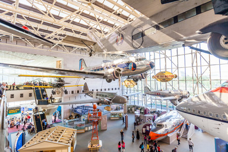 WASHINGTON DC - APRIL 10: National Air and Space museum in Washington on April 10, 2014. It holds the largest collection of historic aircraft and spacecraft in the world. Open for public at July 14, 2010のeditorial素材