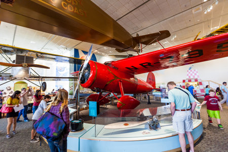 WASHINGTON DC - APRIL 10: National Air and Space museum in Washington on April 10, 2014. It holds the largest collection of historic aircraft and spacecraft in the world. Open for public at July 14, 2010のeditorial素材