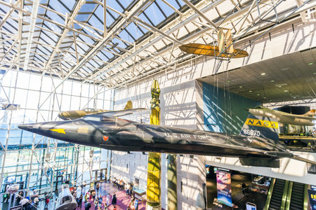 WASHINGTON DC - APRIL 10: National Air and Space museum in Washington on April 10, 2014. It holds the largest collection of historic aircraft and spacecraft in the world. Open for public at July 14, 2010のeditorial素材