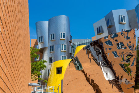 BOSTON - MAY 30: Ray and Maria Stata Center on the campus of MIT May 30, 2014 in Boston, MA. The academic complex was designed by Pritzker Prize-winning architect Frank Gehry.のeditorial素材
