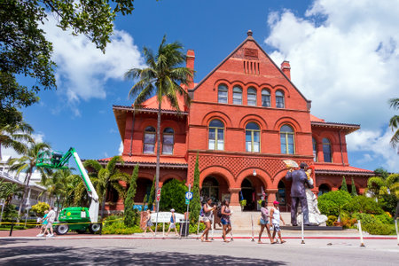 KEY WEST, FLORIDA USA - August 10: Key West Museum of Art & History at the Custom House on August 10, 2014. The building was designed by architect William Kerr, and was completed in 1891.のeditorial素材