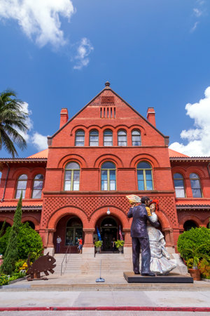 KEY WEST, FLORIDA USA - August 10: Key West Museum of Art & History at the Custom House on August 10, 2014. The building was designed by architect William Kerr, and was completed in 1891.のeditorial素材