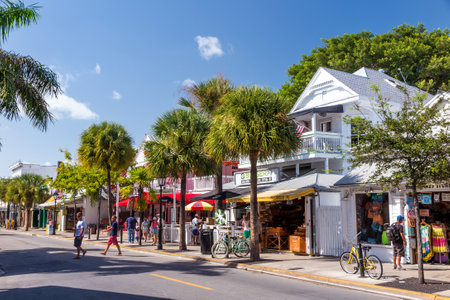 KEY WEST, FLORIDA USA - August 10, 2014: View of downtown Key West, Florida on August 10, 2014. It is considered the southernmost city in the continental United States.のeditorial素材
