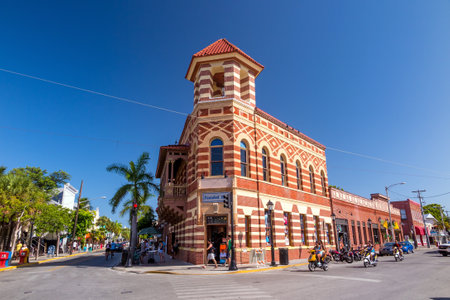 KEY WEST, FLORIDA USA - August 10, 2014: View of downtown Key West, Florida on August 10, 2014. It is considered the southernmost city in the continental United States.のeditorial素材