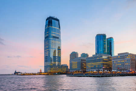 View from Hudson River Waterfront Walkway in Jersey City.の写真素材