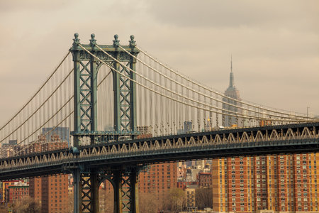 Beautiful view of the Manhattan Bridgeのeditorial素材