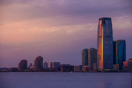 View of Hudson River and the Jersey City. USAの写真素材