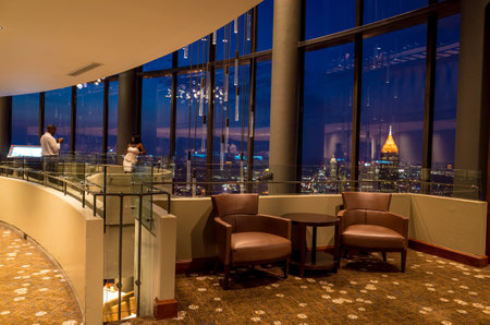 ATLANTA - August 4: An interior of Westin Peachtree Plaza Hotel on August 4, 2014 in Atlanta, GA. The tower is the second-tallest all-hotel skyscraper in the Western Hemisphere, and the 17th tallest all-hotel building in the world.のeditorial素材