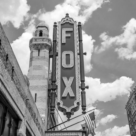ATLANTA - August 4: Fox Theatre August 4, 2014 in Atlanta, GA. Though once facing demolition, the theater was saved and is now a National Historic landmark which attracts roughly 750,000 people annually.のeditorial素材