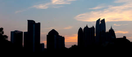 Atlanta, Georgia Skyline from Piedmont Park's Lake Meer.の写真素材