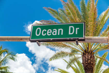 Street sign of famous street Ocean Drive in Miami South Beach