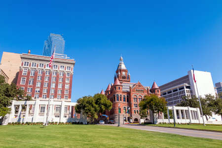 The Dealy Plaza and its surrounding buildings in Downtown Dallasの写真素材
