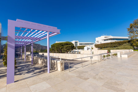 LOS ANGELES - OCTOBER 25: The J. Paul Getty Museum on October 25, 2014, commonly referred to as the Getty, is an art museum in California housed on two campuses: the Getty Center and Getty Villa.のeditorial素材