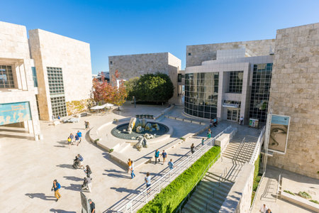 LOS ANGELES - OCTOBER 25: The J. Paul Getty Museum on October 25, 2014, commonly referred to as the Getty, is an art museum in California housed on two campuses: the Getty Center and Getty Villa.のeditorial素材