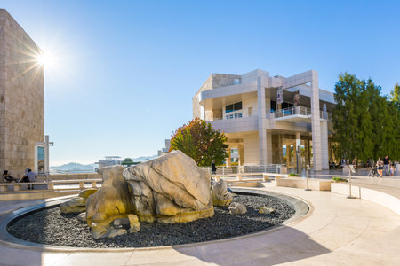 LOS ANGELES - OCTOBER 25: The J. Paul Getty Museum on October 25, 2014, commonly referred to as the Getty, is an art museum in California housed on two campuses: the Getty Center and Getty Villa.のeditorial素材