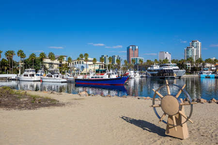 Long Beach Marina and city skyline, Long Beach, California.