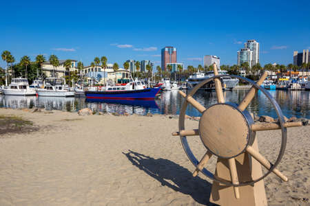 Long Beach Marina and city skyline, Long Beach, California.