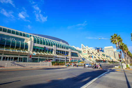 SAN DIEGO, USA - SEPTEMBER 28, 2014: San Diego Convention Center on September 28, 2014It is located in the Marina district of downtown San Diego near the Gaslamp Quarter.のeditorial素材