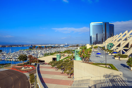 SAN DIEGO, USA - SEPTEMBER 28, 2014: San Diego Convention Center on September 28, 2014It is located in the Marina district of downtown San Diego near the Gaslamp Quarter.のeditorial素材