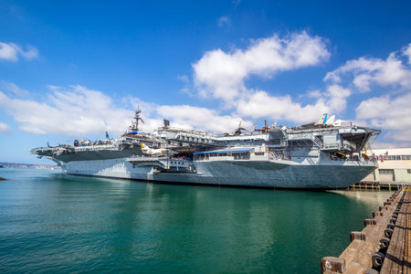 USS midway aircraft carrier in San Diegoのeditorial素材